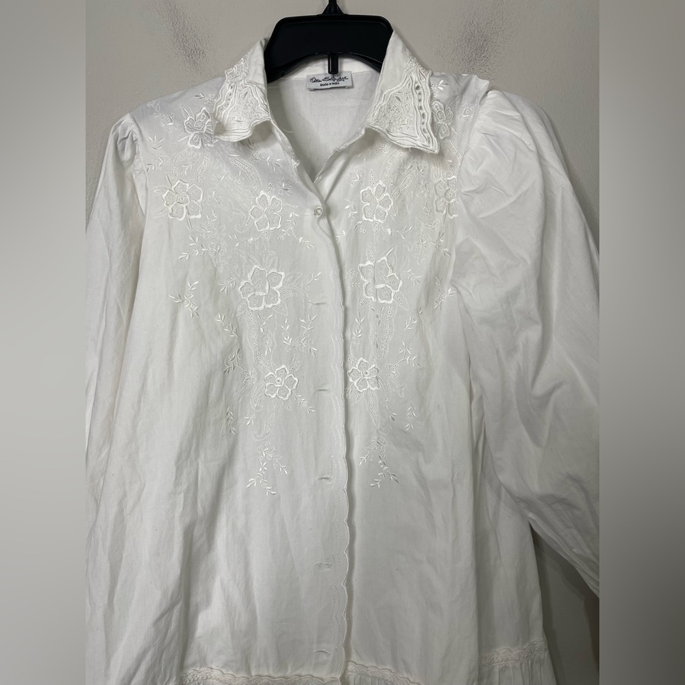 Miss Selfridge NWT Women's Natural Embroidered Poplin Shirt Dress 4 Cottagecore - Picture 6 of 14